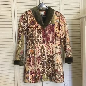 Chico’s Abstract Paisley 3/4 Jacket Fully-Lined